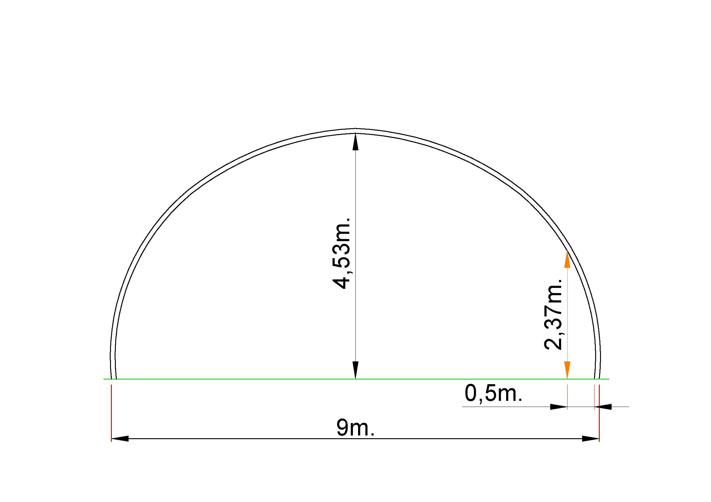 OVAL240 9 m — Technische Zeichnung